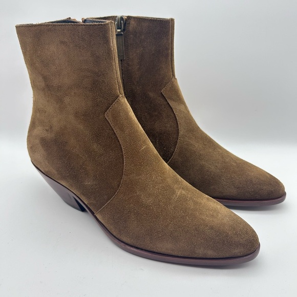 YSL Saint Laurent Brown Green Suede Ankle Boots Size 36.5 New - Picture 1 of 14